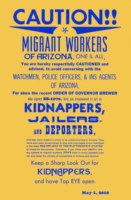 Caution!! Migrant Workers of Arizona, One and All