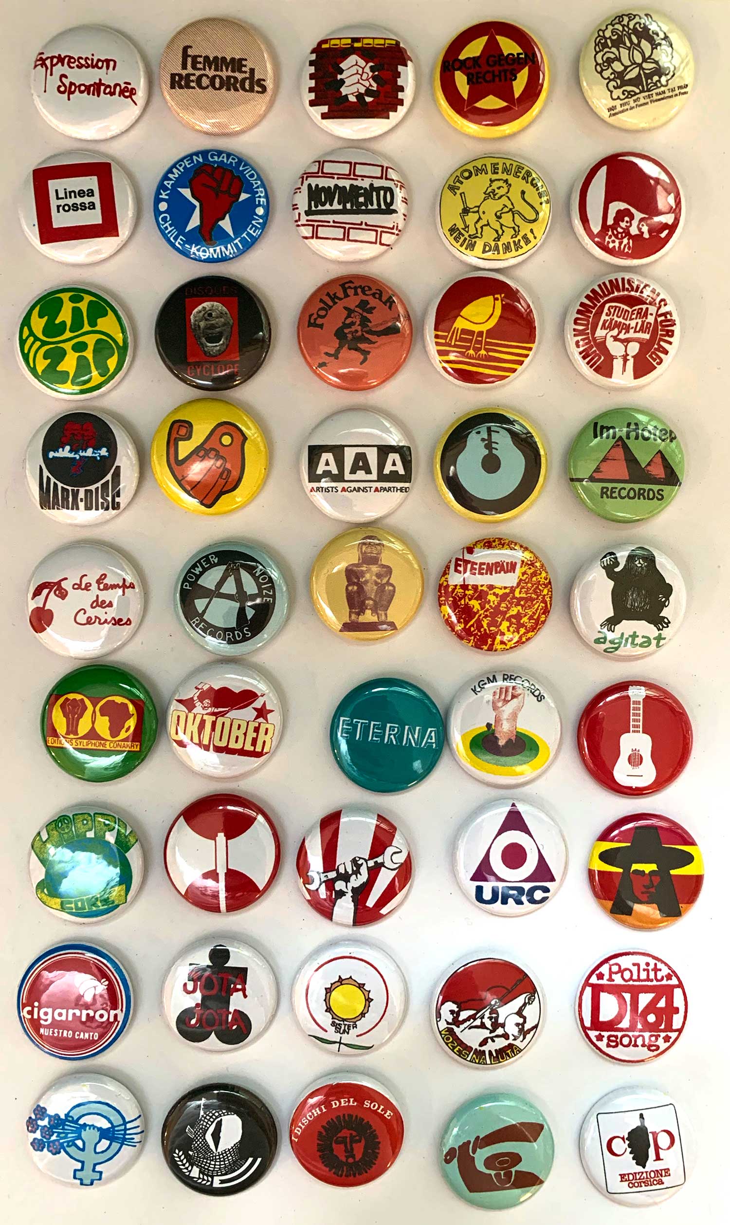 Collection of 48 Different Vintage Buttons and Pins