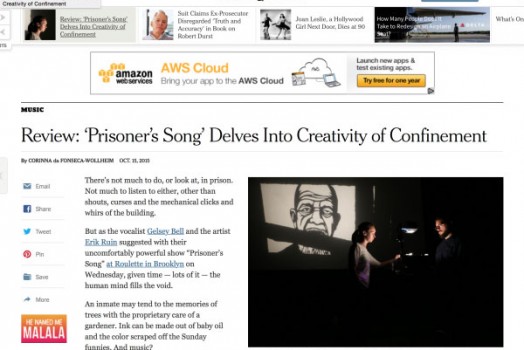 Erik Ruin’s “Prisoner’s Song” reviewed in the New York Times